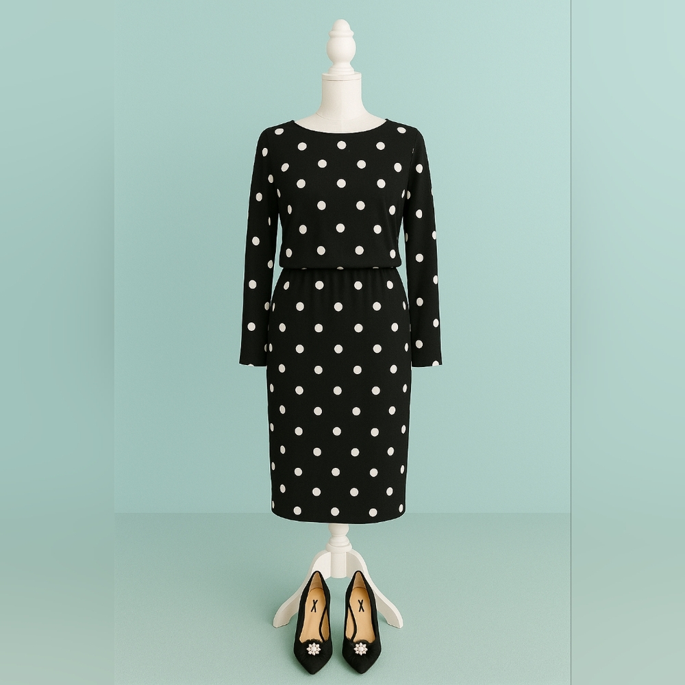 Elegant Black Polka Dot Dress